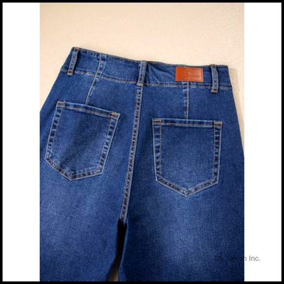 High Waisted Wide Leg Jeans Stretchy Tummy Control Straight Leg Denim Pants - Picture 4 of 6